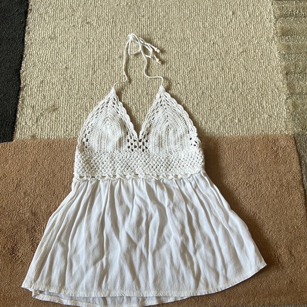 Feels By Brownie Crochet Halter Top One Size Coastal Cowgirl  Fun and Flirty